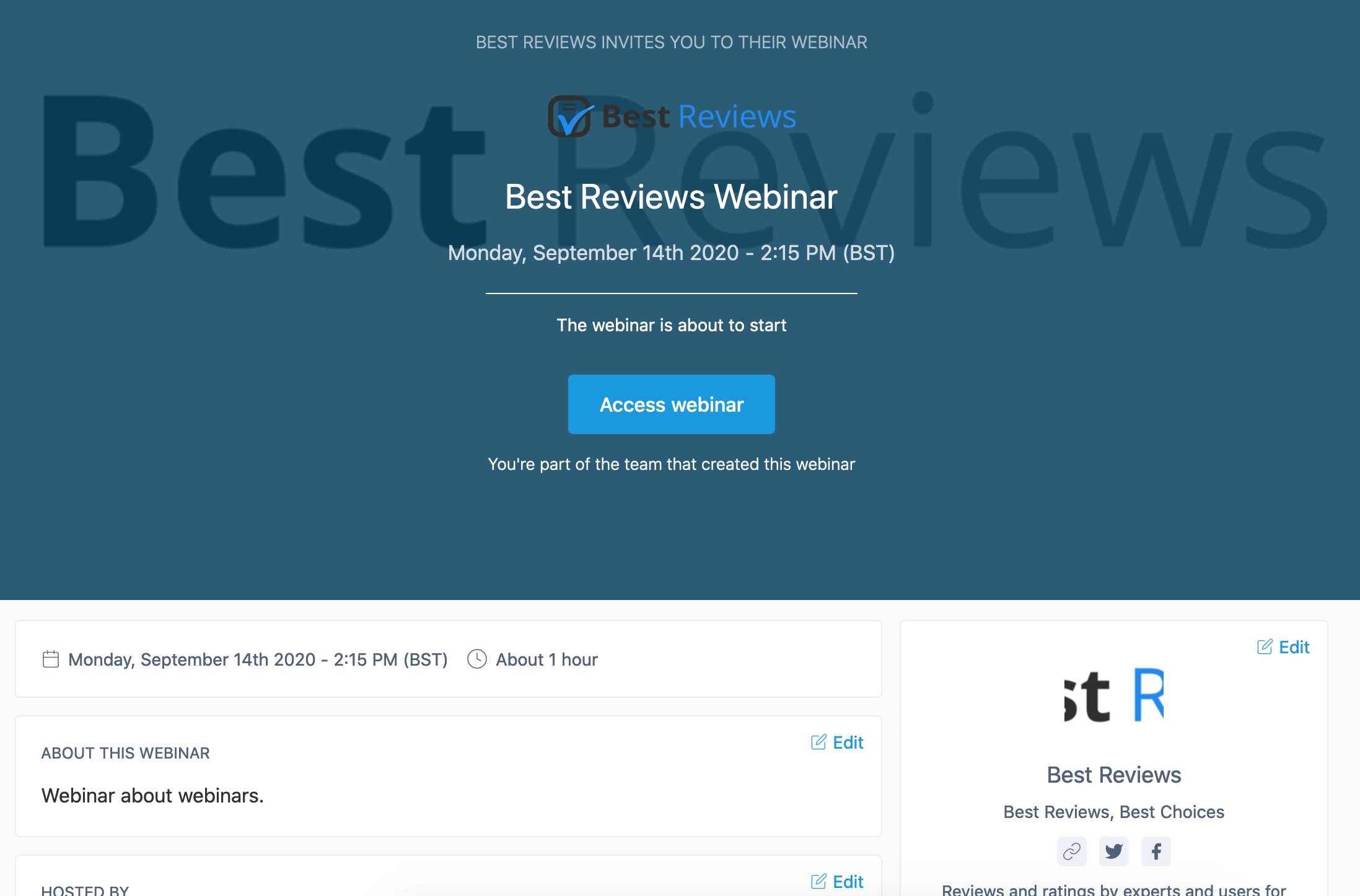 Livestorm registration page