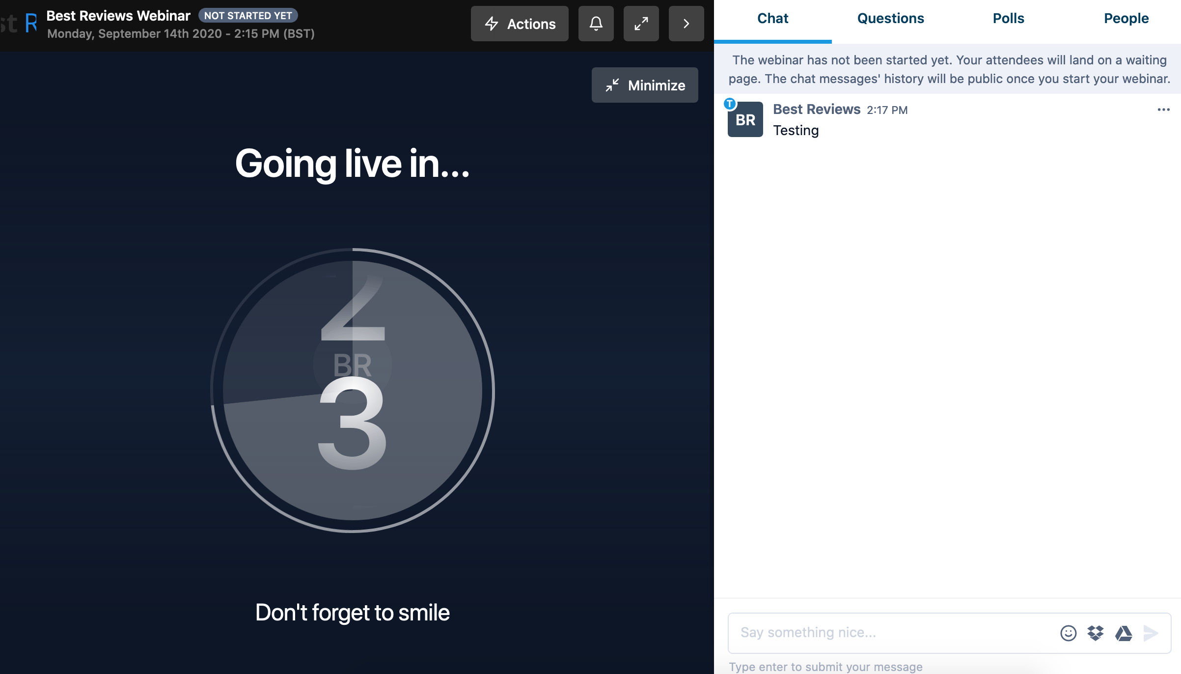 Livestorm webinar start
