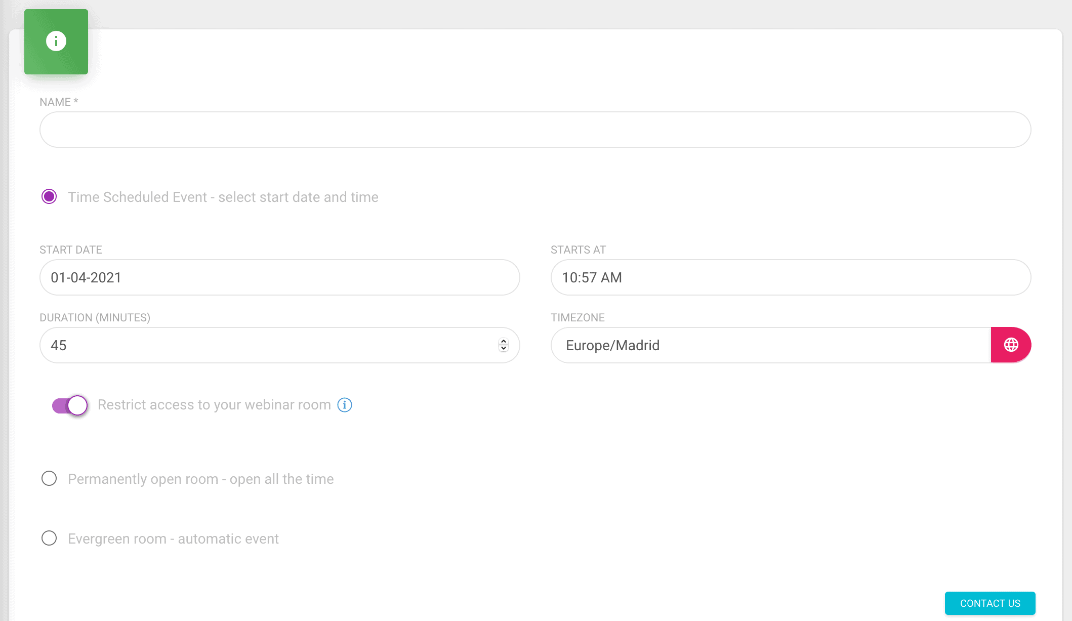 LiveWebinar create event
