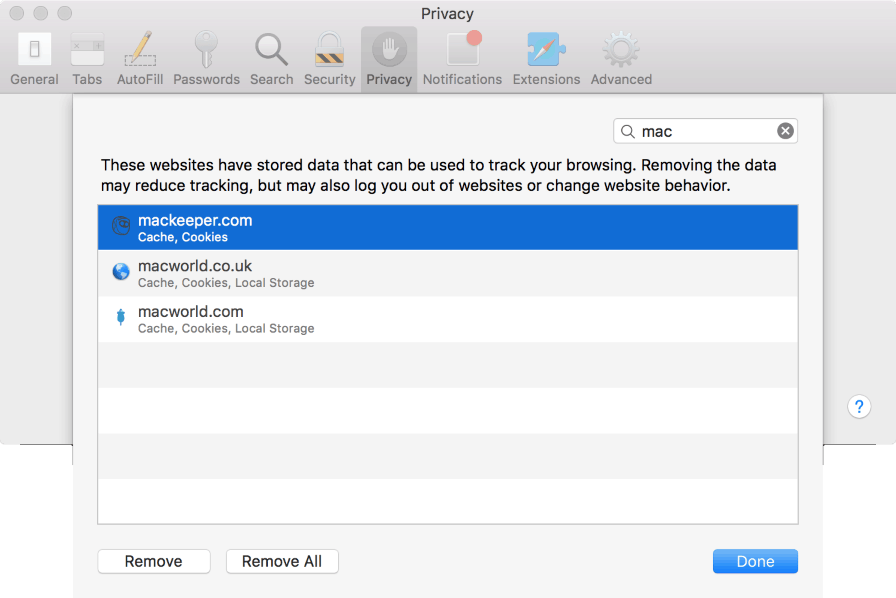 Removing MacKeeper-related extensions from Safari