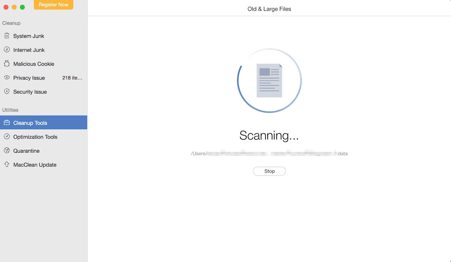 Cleanup tools scanning in progress