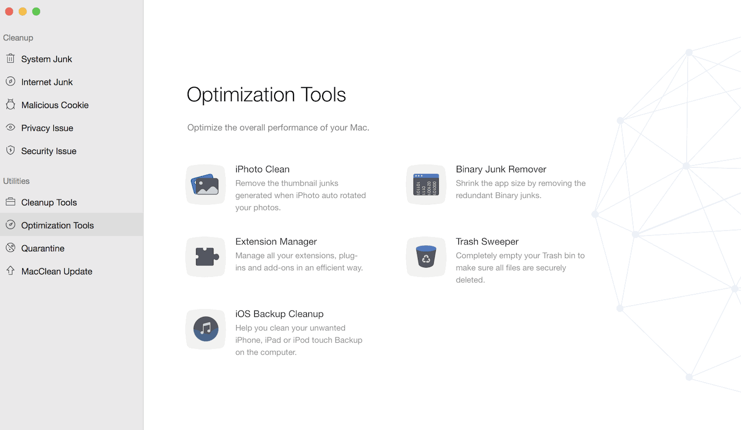 MacClean optimization tools