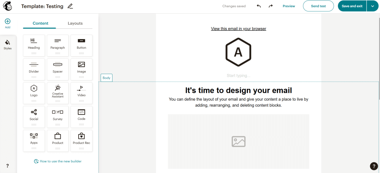 Mailchimp drag-and-drop editor