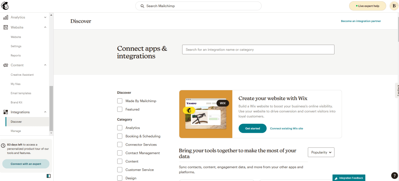 Mailchimp integrations