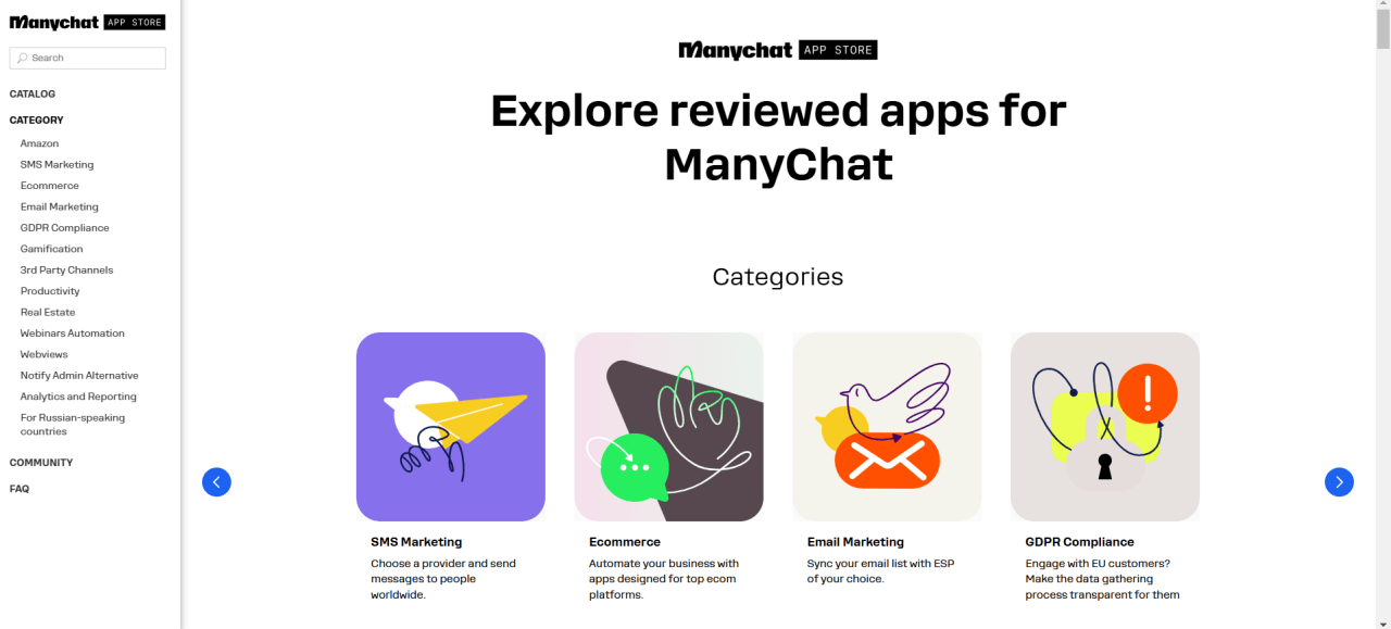 Manychat app store