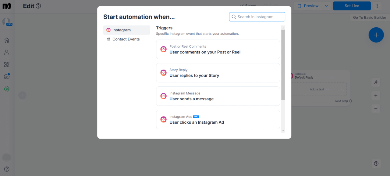Manychat Instagram automation