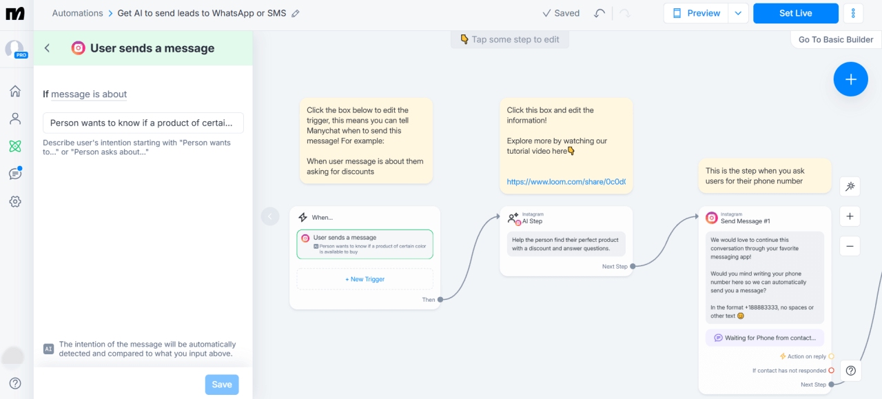Manychat WhatsApp leads