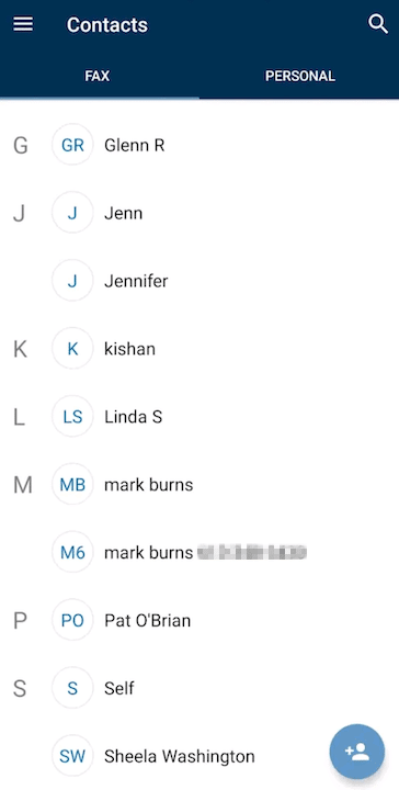 metrofax mobile contacts