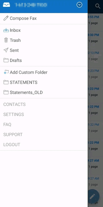 MetroFax mobile dashboard