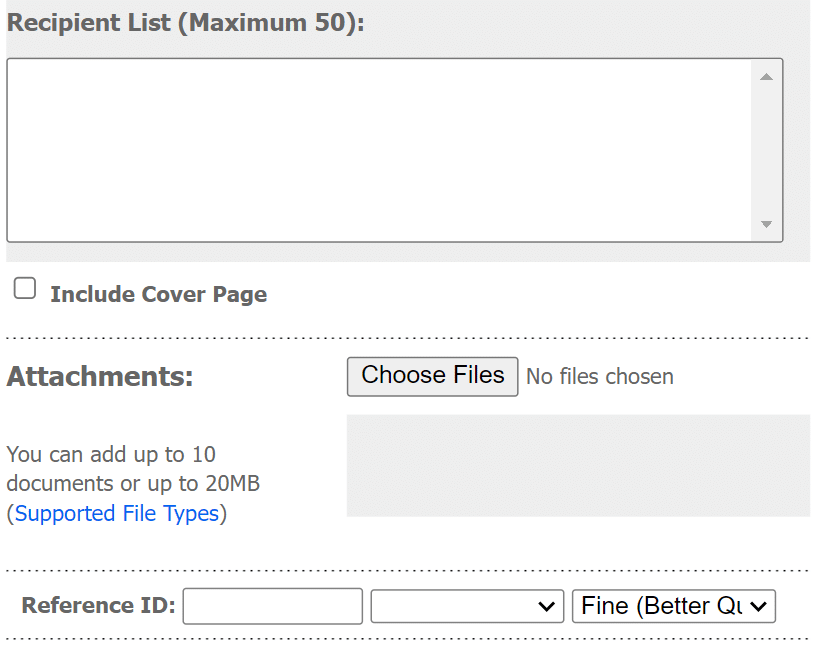 MetroFax recipient list