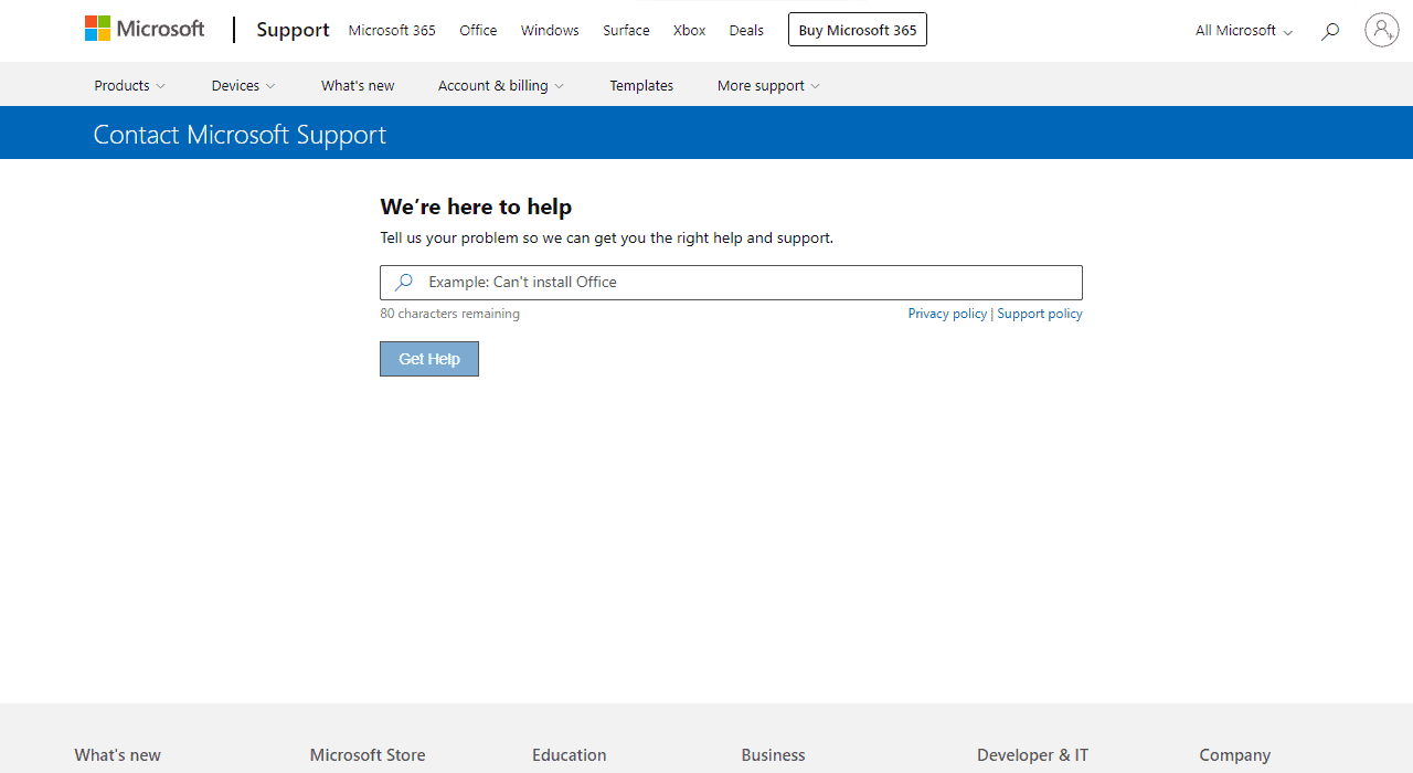 Microsoft 365 contact support