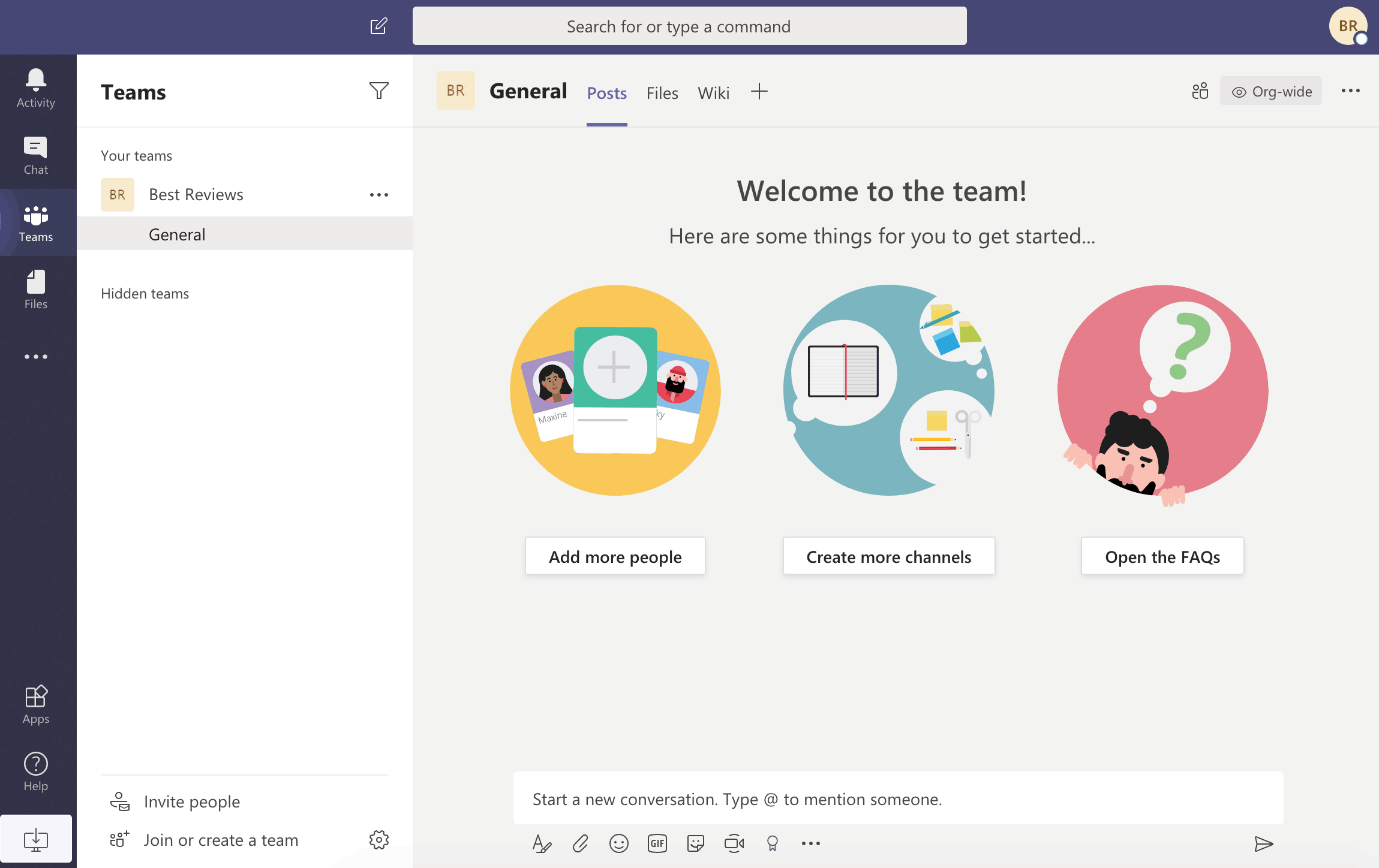 Microsoft Teams browser dashboard