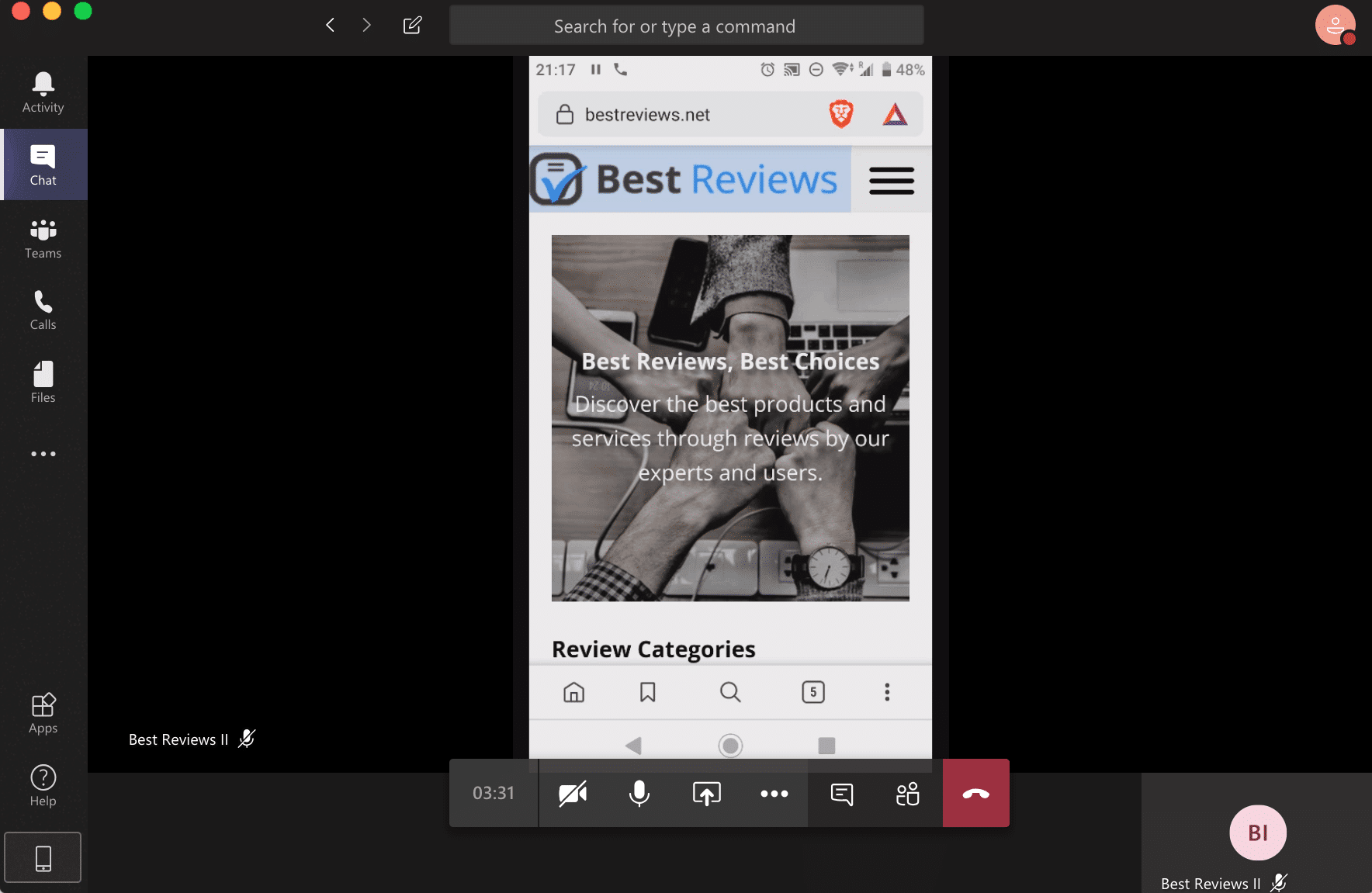 Microsoft Teams screen sharing