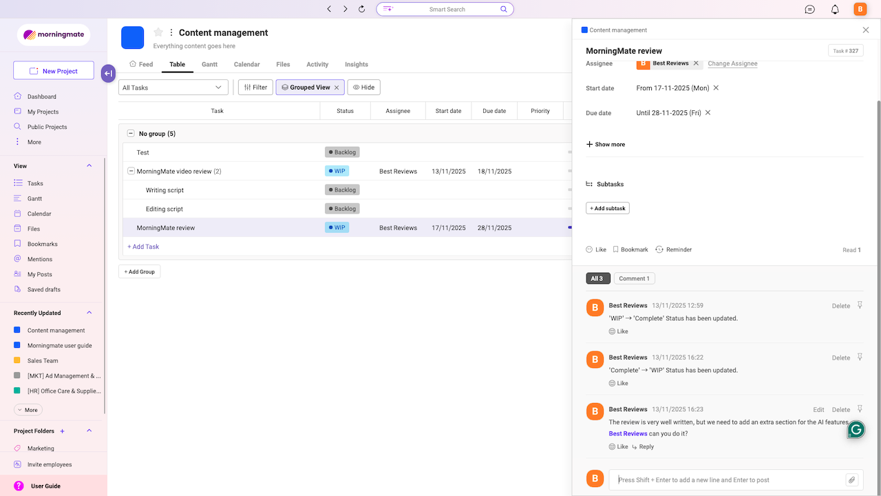 Morningmate Comments