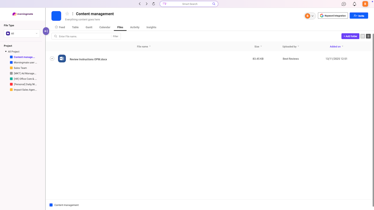 Morningmate File Management