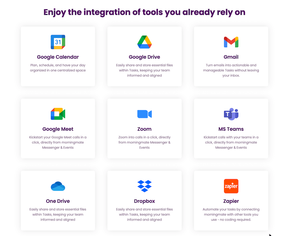Morningmate integrations