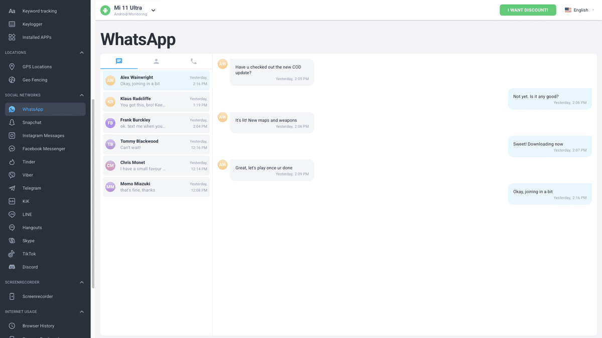 mSpy WhatsApp monitoring