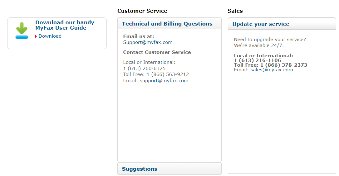 MyFax Customer Support