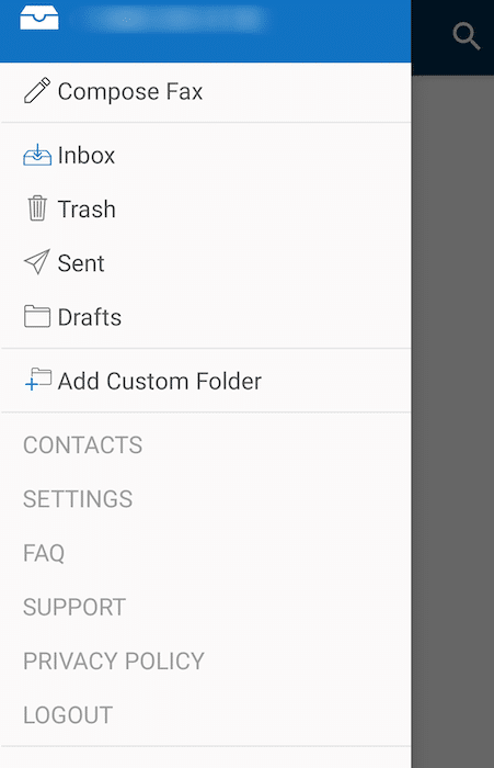 MyFax mobile interface