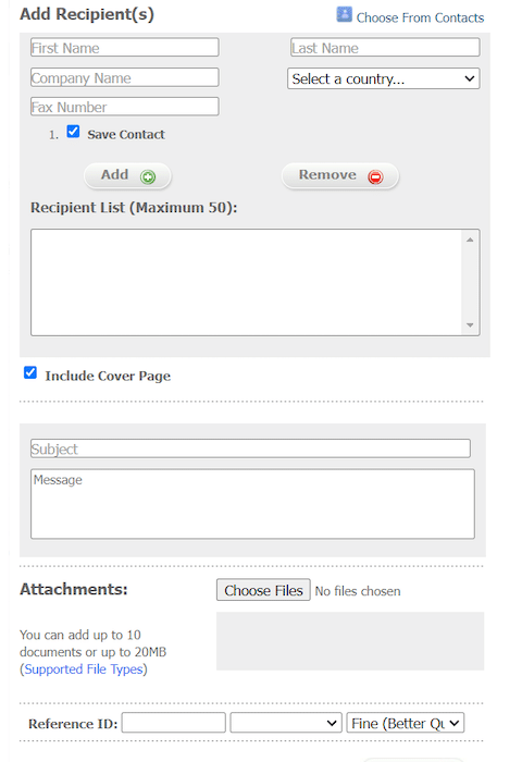 Creating a fax with MyFax