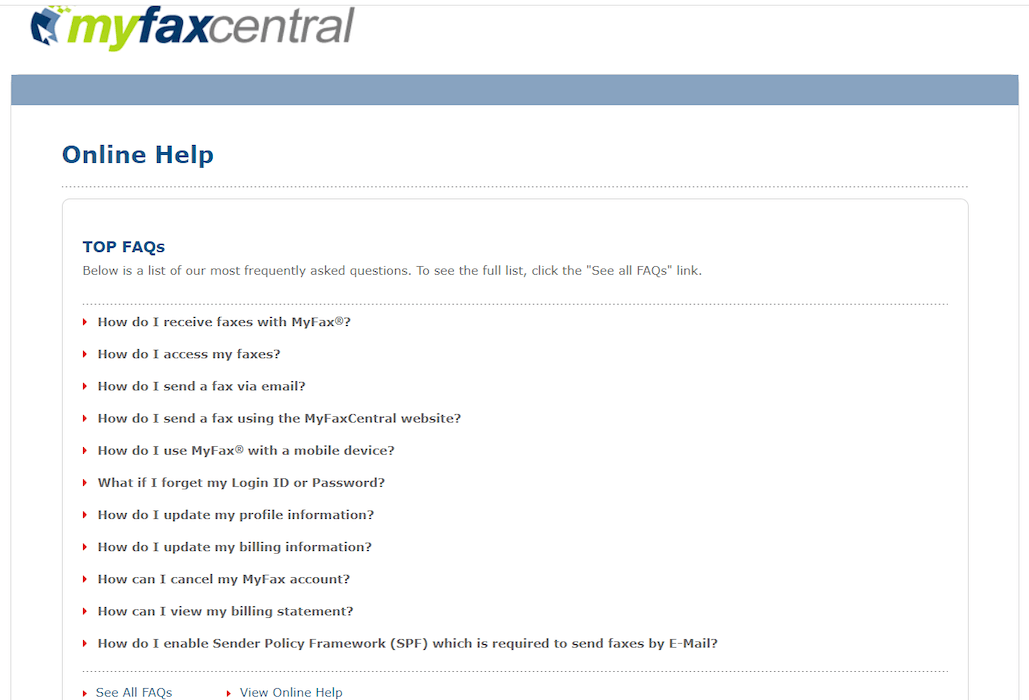 MyFax FAQ