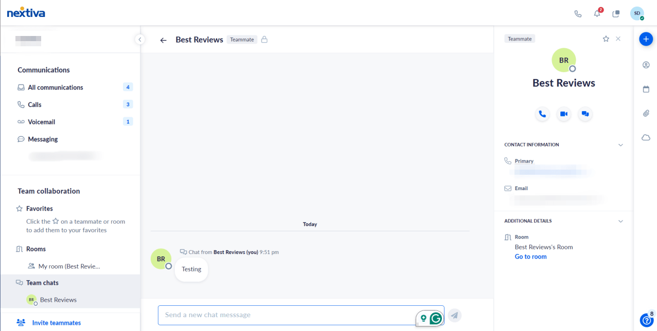 Nextiva team chats