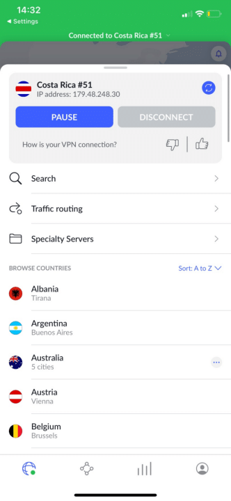 NordVPN mobile app