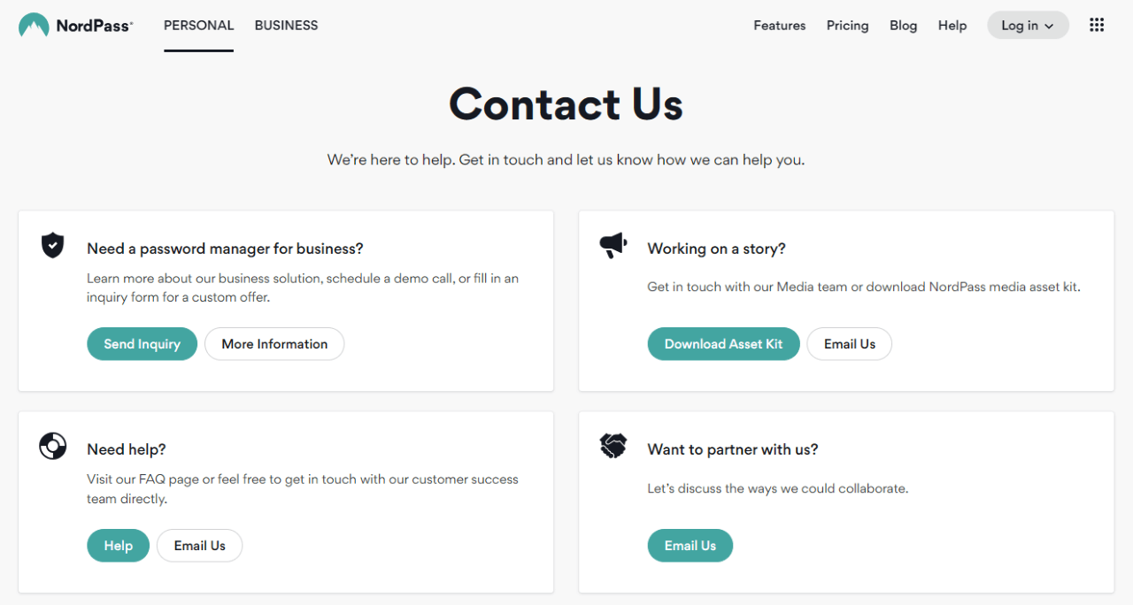 NordPass Business contact