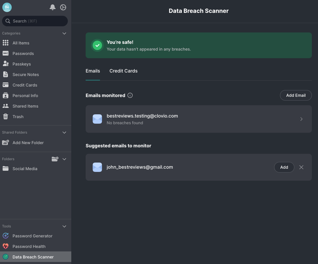 NordPass Personal data breach scanner