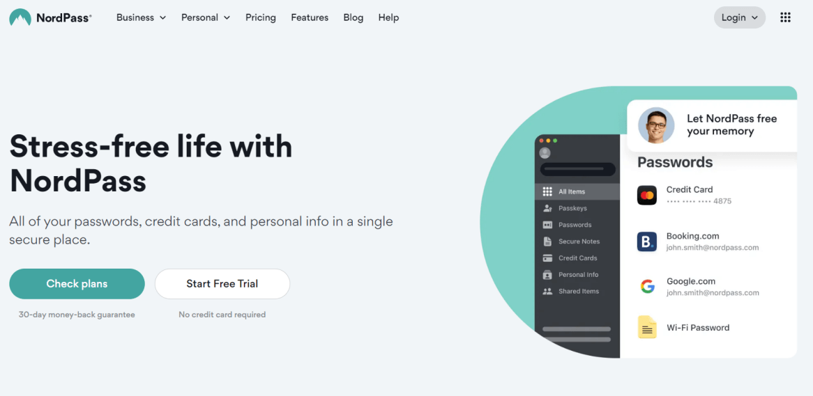 NordPass Personal homepage