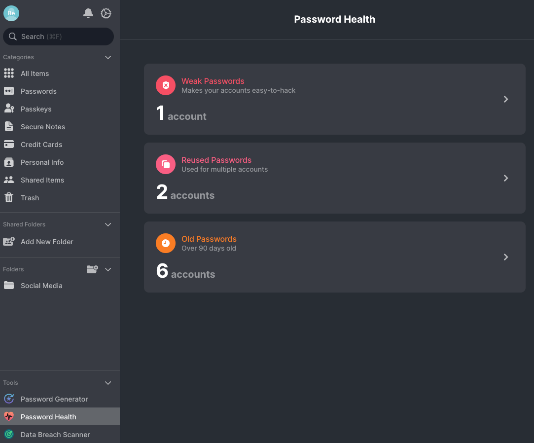NordPass Personal password health