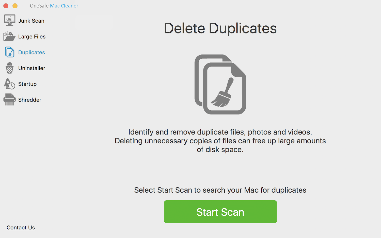 OneSafe Mac Cleaner features duplicate finder