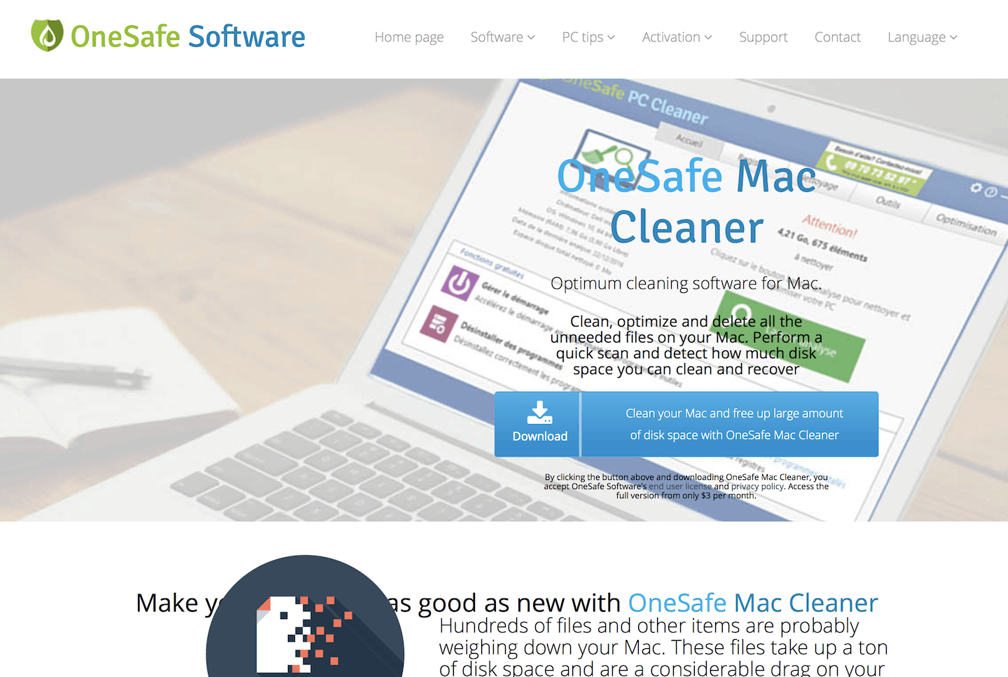 OneSafe Mac Cleaner website