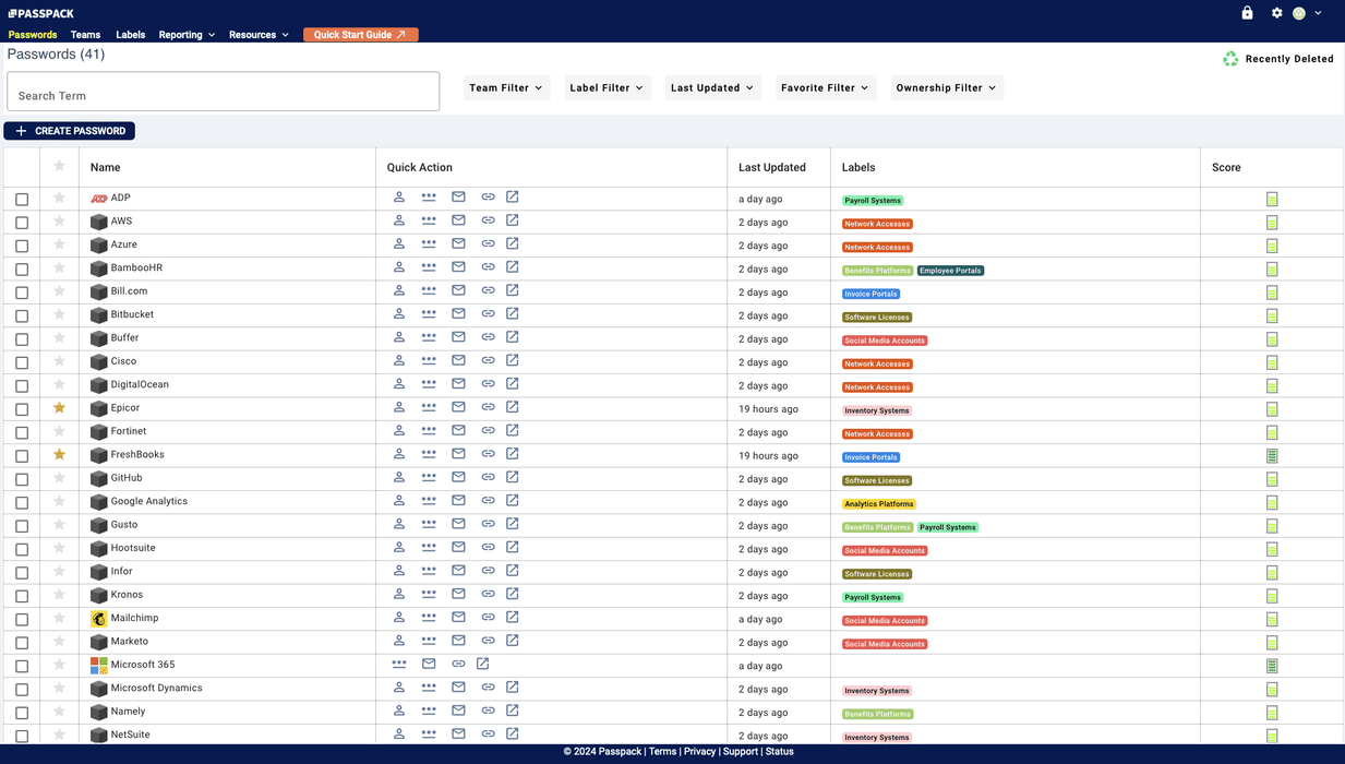 Passpack desktop interface
