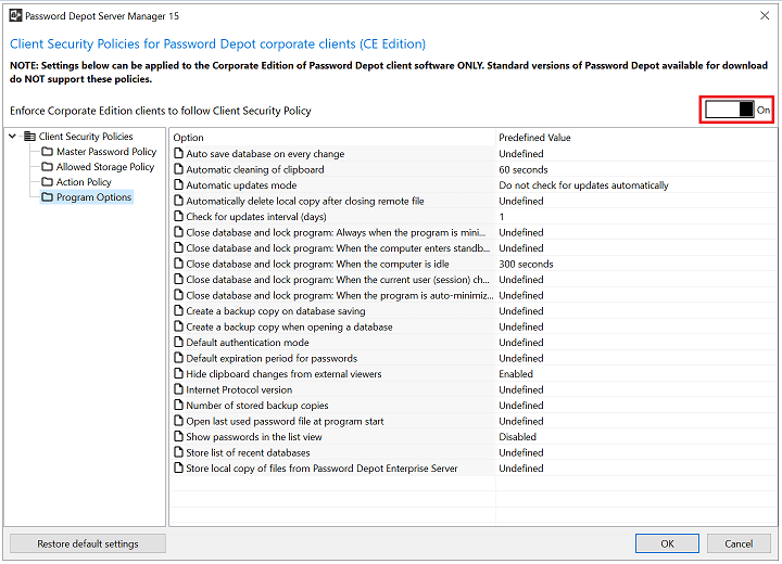 Password Depot corporate policies