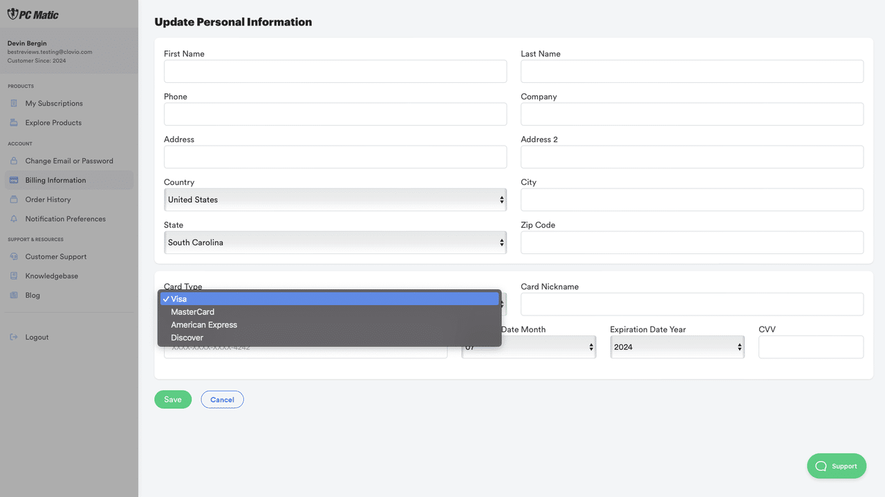 PC Matic VPN admin panel