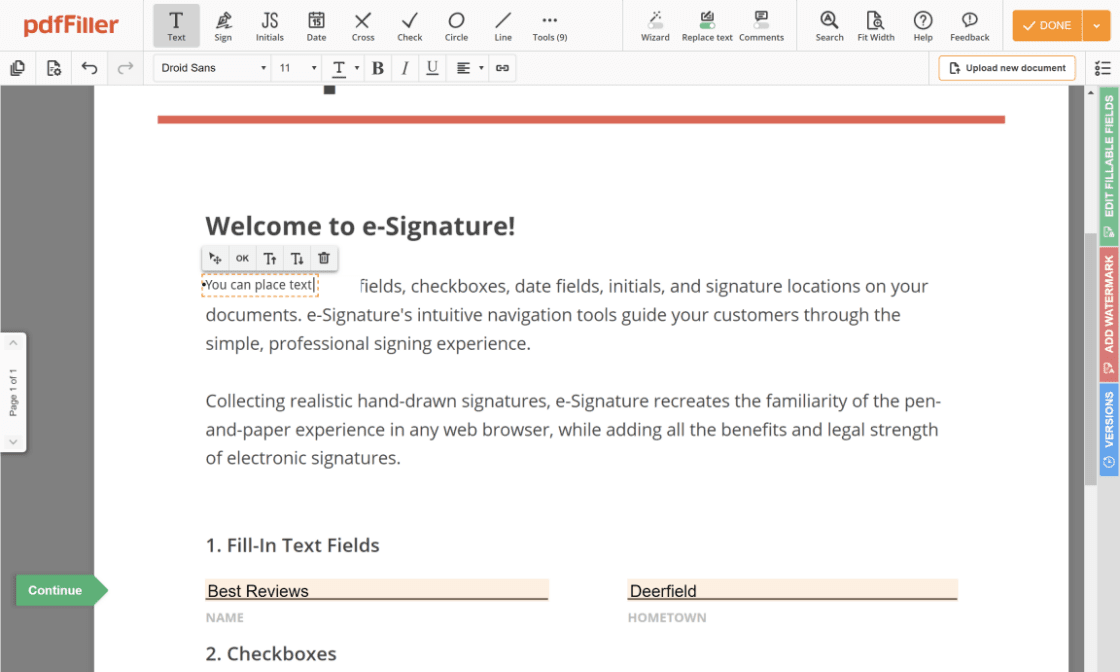 Editing PDFs with pdfFiller