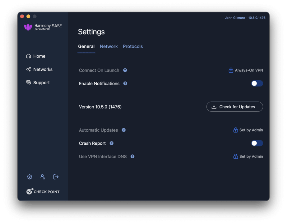 Perimeter 81 client app general settings