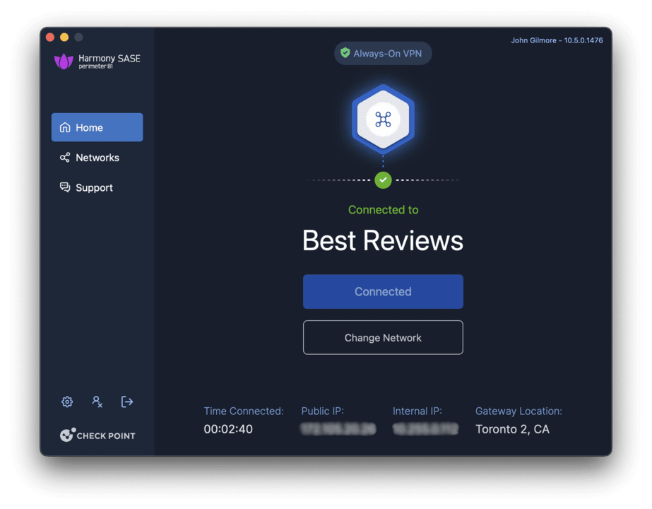 Perimeter 81 client app interface