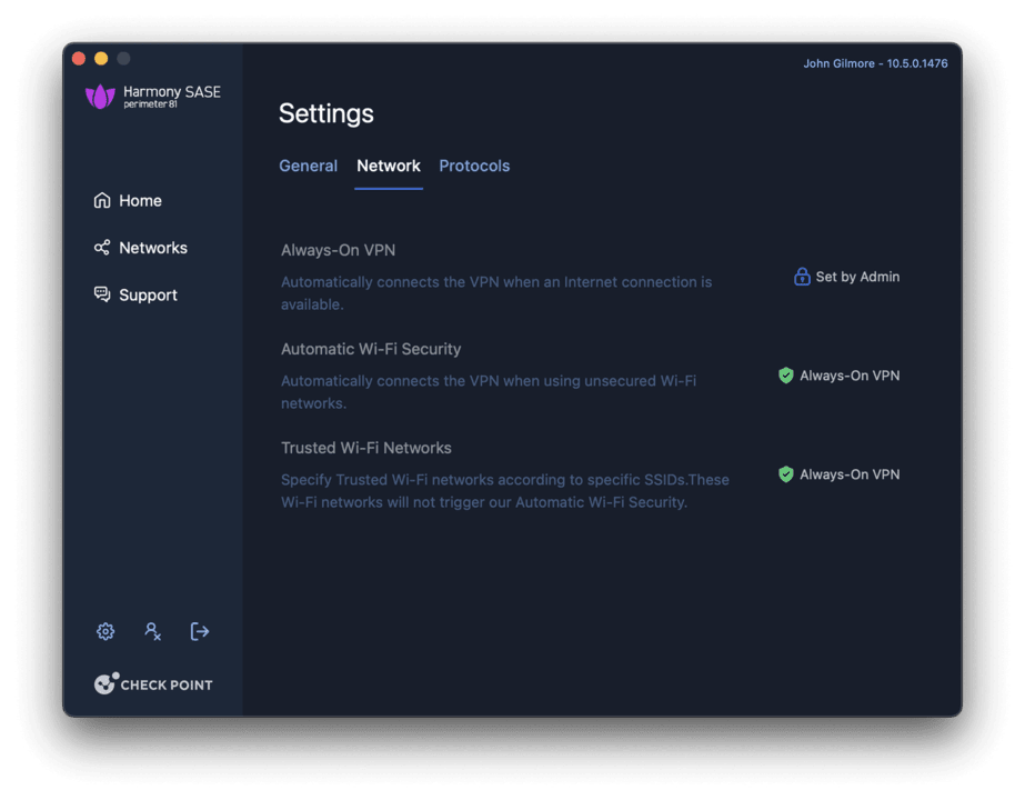 Perimeter 81 client app network settings