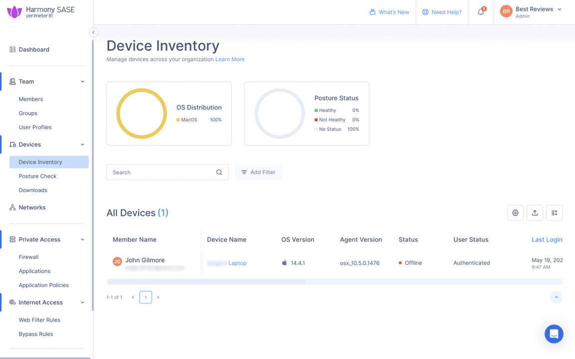 Perimeter 81 device inventory