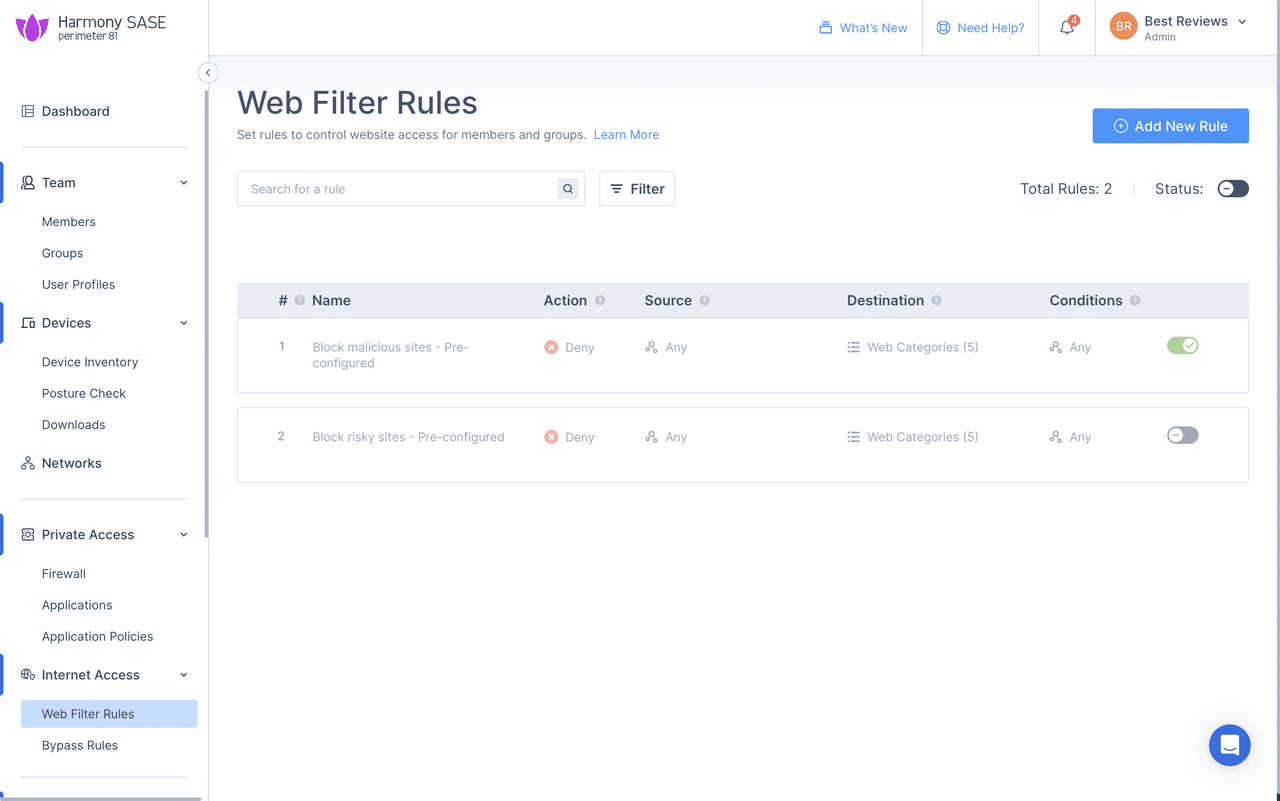 Perimeter 81 web filter