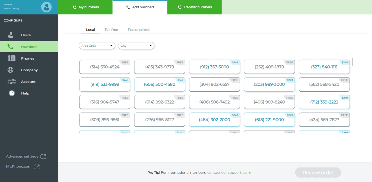 Phone.com add local number