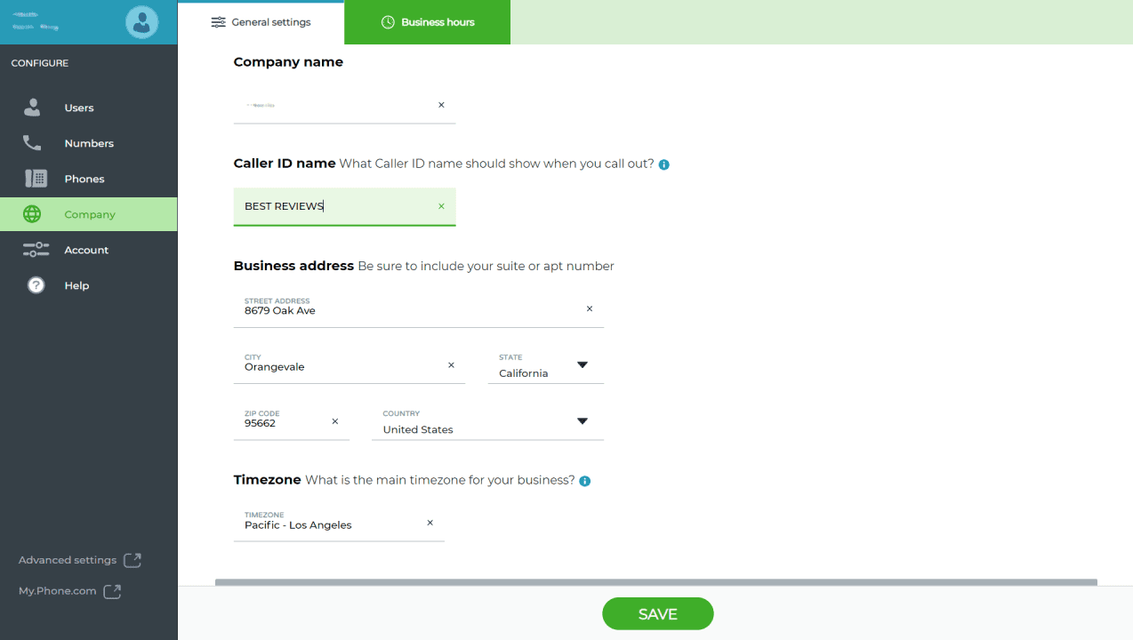 Phone.com custom caller ID