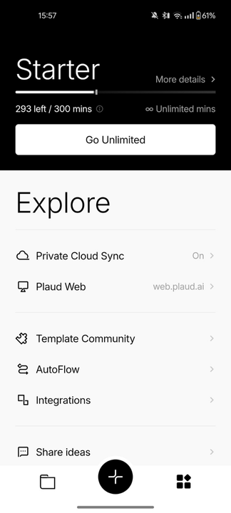 Plaud mobile app interface