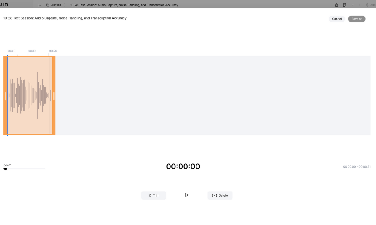 Plaud mobile web app audio editor