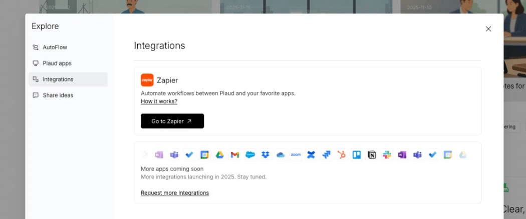 Plaud web app integrations