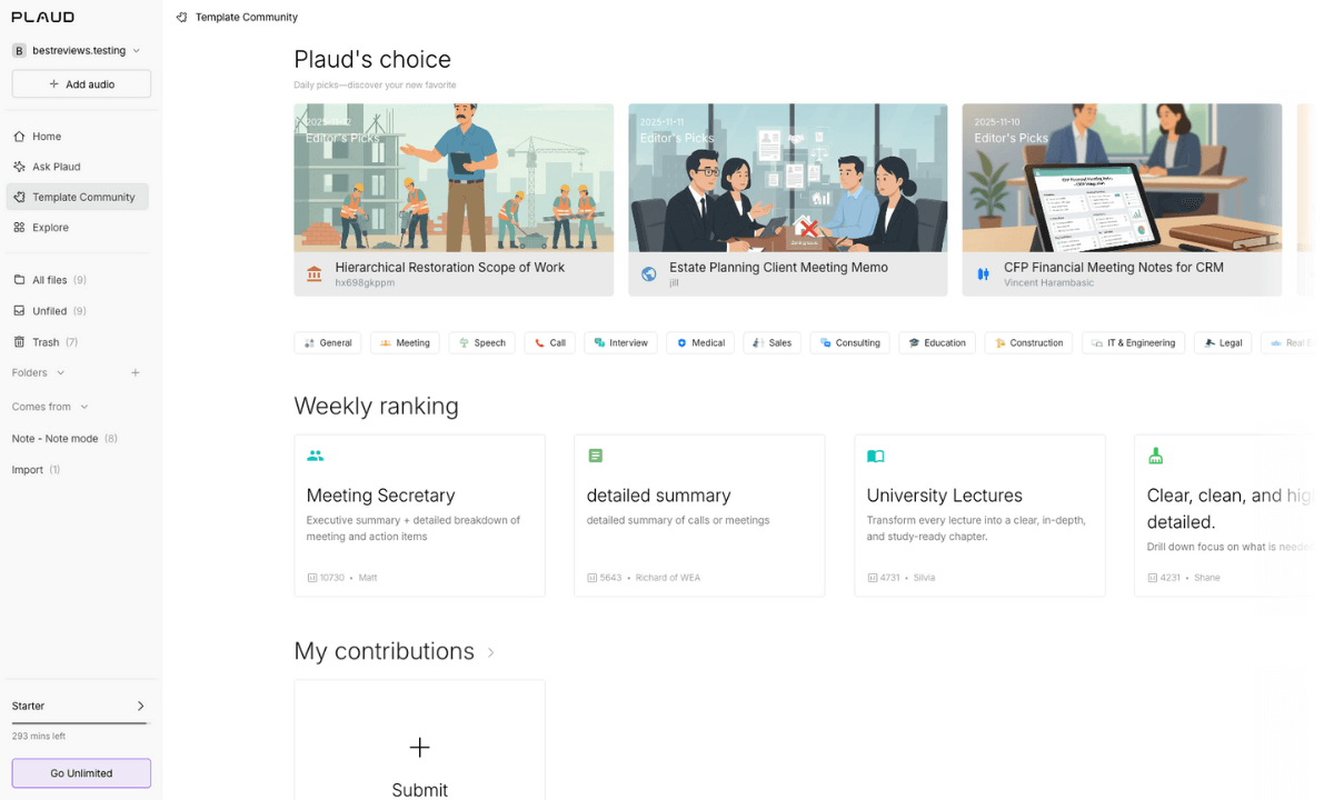 Plaud web app template community