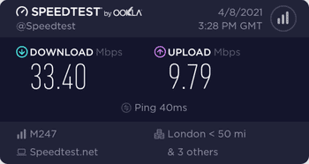PrivadoVPN London speed test