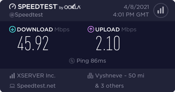 PrivadoVPN Ukraine speed test
